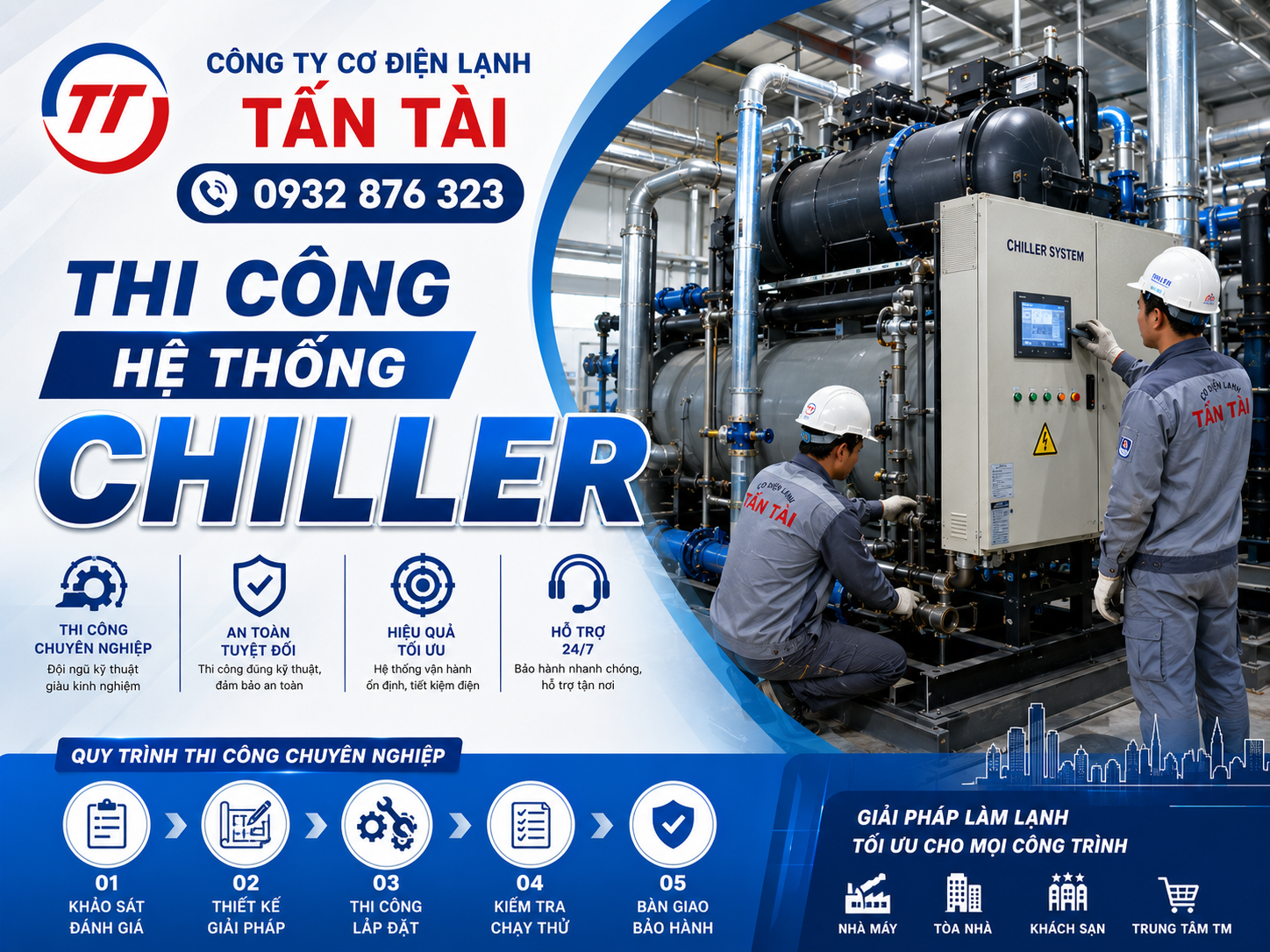 thi công hệ thống chiller